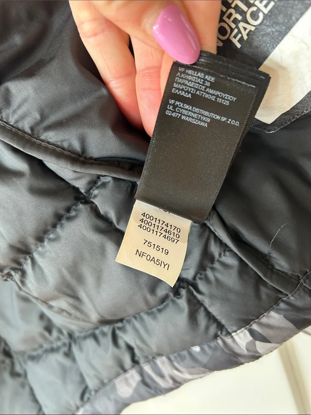 The North Face Men’s Black & Gray Camo Puffer Jacket